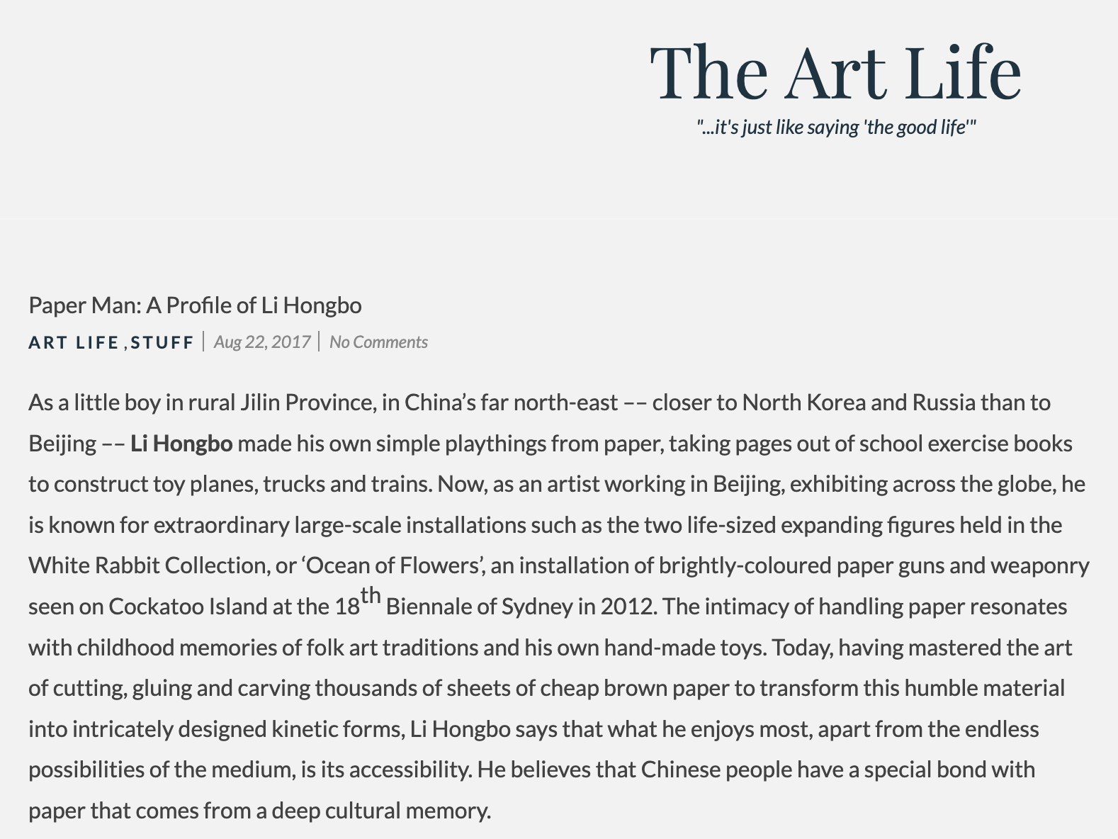 The Art Life｜Paper Man: A Profile of Li Hongbo